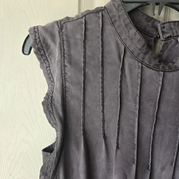 Anthropologie Jenee Tiered Tunic Dress Sz S Washed Black Short Casual Pockets - Picture 12 of 13